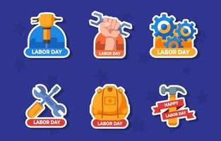 Happy Labor Day Sticker Set vector