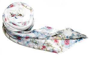 White Scarf With Flowers Pattern Isolated on White Background photo