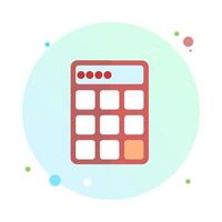 Calculator in circle icon with long shadow. Calc isometric flat icon. Pictogram isolated on white background. Vector illustration.