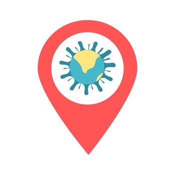 icono de puntero de pin de mapa de ubicación de coronavirus. elemento del punto del mapa para aplicaciones web y concepto móvil. icono para el diseño de sitios web y desarrollo de aplicaciones. Ubicación del virus corona premium en el signo del icono mundial. vector
