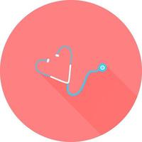 Stethoscope in circle icon with long shadows trendy flat style. Stethoscope icon symbol for your web site design Stethoscope icon logo, app, UI. Stethoscope icon vector illustration.