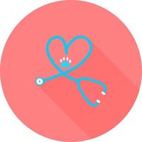 Stethoscope in circle icon with long shadows trendy flat style. Stethoscope icon symbol for your web site design Stethoscope icon logo, app, UI. Stethoscope icon vector illustration.