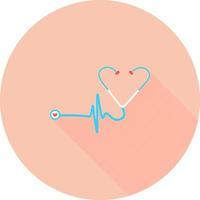 Stethoscope in circle icon with long shadows trendy flat style. Stethoscope icon symbol for your web site design Stethoscope icon logo, app, UI. Stethoscope icon vector illustration.