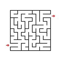 Square maze. Game for kids. Puzzle for children. Labyrinth conundrum. Vector illustration. Find the right path.