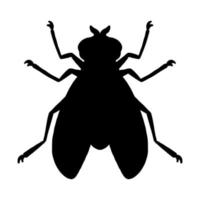 Fly insect. Black silhouette. Design element. Vector illustration isolated on white background. Template for repellent.