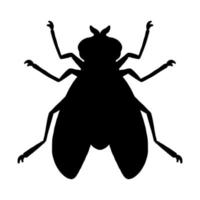 mosca insecto. silueta negra. elemento de diseño. ilustración vectorial aislado sobre fondo blanco. plantilla para repelente. vector