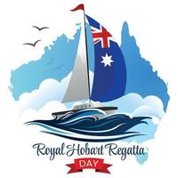 Celebrando el día de la regata Royal Hobart con velero en mapa australiano vector