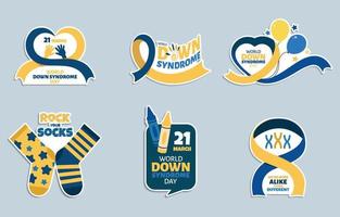 World Down Syndrome Day Sticker Set vector