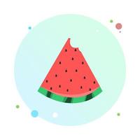 Vector illustration of watermelon with bitten. Slice of watermelon vector illustration isolated on white background. Watermelon in circle icon.