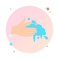 Vector illustration of washing hands in round shaped icon. Washing hands with soap vector sign in circle icon. Healthcare action for healthy life. Prevention from virus and bacteria.