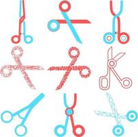 Set of various professional medical Scissors. Surgical Instrument, Medical clamp icon. Medical equipment. Isolated scissors icon in the background - vector. Collection of different scissors models. vector