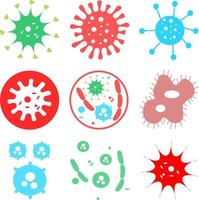 Bacteria, Microbes and Viruses Icons Set, sign and symbols in flat design health with elements for mobile concepts and web apps. Collection modern infographic logo and pictogram. Corona Virus Vector. vector