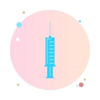 Medical syringe, hypodermic needle, vaccination inject needle, injection in circle icon. Trendy flat style vector illustration. Drug dose business concept. Symbol for web site design, logo, app, UI.