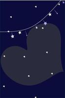 Night landscape illustration in flat style with design light lantern, crescent moon and stars in night view abstract shape. Beautiful Ramadan Kareem background. Template for mobile phone screen saver vector