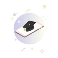 Modern flat design isometric concept of Online Education banner template for website and mobile development. Online training courses, university studies, e-learning, research. Vector illustration.