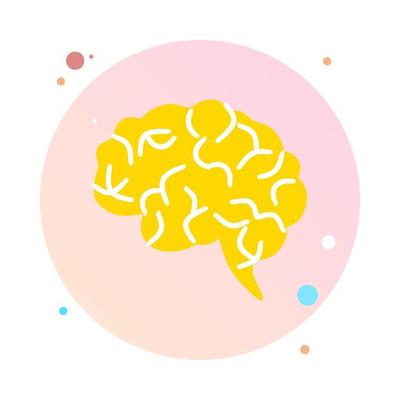 Modern brain link connected point in circle icon. Digital human brain, particles plexus structure, abstract artificial intelligence futuristic technology and science stock vector illustration.