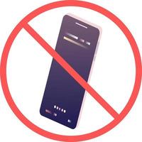 No mobile phone device sign or no smartphone flat vector icon isolated in white background for apps mobile, print and websites. Warning label.