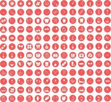 Set of 156 vector icons, sign and symbols in flat design medicine and health with elements in red circle for mobile concepts and web apps. Collection modern infographic logo and pictogram.