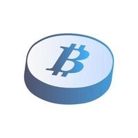 Bitcoin cryptocurrency coin. Money icon in isometric style. Business concept, finance and Internet online payment system. Vector illustration sign on white background.