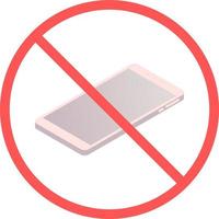 No mobile phone device sign or no smartphone flat vector icon isolated in white background for apps mobile, print and websites. Warning label.