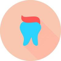 diente en icono de círculo con largas sombras. vector de clínica o empresa dental. icono de vector de símbolo dental para sitio web, interfaz de usuario, aplicación. concepto médico de estomatología dentista creativo.