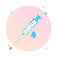 Medical syringe, hypodermic needle, vaccination inject needle, injection in circle icon. Trendy flat style vector illustration. Drug dose business concept. Symbol for web site design, logo, app, UI.