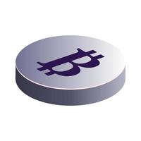 Bitcoin cryptocurrency coin. Money icon in isometric style. Business concept, finance and Internet online payment system. Vector illustration sign on white background.