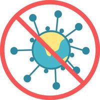 Stop coronavirus in the world sign or coronavirus has gone in earth globe blood vector icon isolated in white background for apps mobile, print and websites. Warning label.