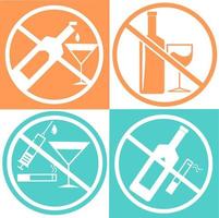 No alcohol drink and no smoking icon isolated on white, orange and green background, warning label vector eps 10. Trendy outline vector of Ramadan icons for ui and ux, website or mobile application.