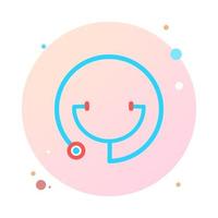 Stethoscope in circle icon trendy flat style. Stethoscope in round shaped icon symbol for your web site, logo, mobile app, UI design. Stethoscope icon vector illustration.