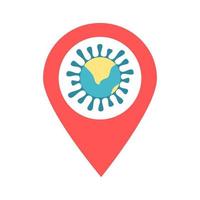 Coronavirus location map pin pointer icon. Element of map point for mobile concept and web apps. Icon for website design and app development. Premium corona virus location in the world icon sign. vector