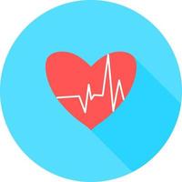 Heartbeat in circle icon with long shadows. Heart pulse. cardiogram. Beautiful healthcare, medical. Modern simple design. Icon, sign or logo. Beat pulse icon. Heart care cardiology. World heart day. vector