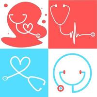 Set of Stethoscope icon in trendy flat style. Stethoscope icon page symbol for your web site design Stethoscope icon logo, app, UI. Stethoscope icon Vector illustration, EPS10. Medical  Health Care