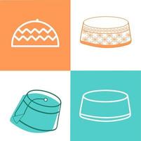 Islamic Cap Icon. Islamic and Ramadan Icon Set Vector Logo Symbol. Eid Mubarak concept with Islamic head wear embroidered cap on green, white and orange background. Muslim community festival Eid