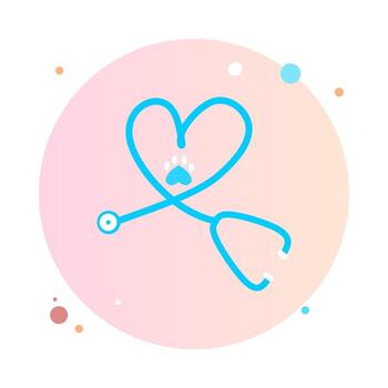 estetoscopio en icono de círculo estilo plano de moda. estetoscopio en símbolo de icono de forma redonda para su sitio web, logotipo, aplicación móvil, diseño de interfaz de usuario. Ilustración de vector de icono de estetoscopio.