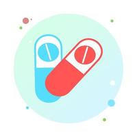 Medical pill icon in circle icon. Medicine, capsule, pharmacy, hospital of drugs. Medication, pharmaceutics concept. Vector illustration. Drugs flat round shaped icon. Healthcare medicine icon.