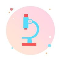 Microscope in circle icon. Symbol of science, chemistry, pharmaceutical instrument, microbiology magnifying tool. Flat style for graphic design template. Suitable for logo, web, UI, mobile app. vector