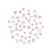Shopping, ecommerce, retail line icons circular shaped. Shopping icons symbols in circle pattern. Modern vector illustration of commerce for web page template, print media, cover, banner, background.