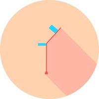 Crutches in circle icon with long shadows. Axillary crutch icon. Vector illustration medical tool for people with disabilities and help after injury. Sign for web page, mobile app, button, logo.