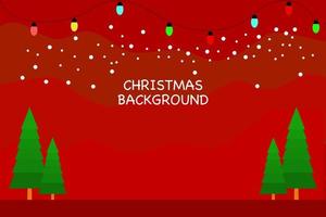 christmas background template with tree snow and lamp decoration vector