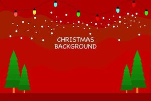 christmas background template with tree snow and lamp decoration vector