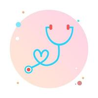 Stethoscope in circle icon trendy flat style. Stethoscope in round shaped icon symbol for your web site, logo, mobile app, UI design. Stethoscope icon vector illustration.