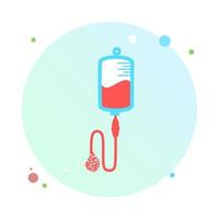 infusión en el icono de círculo. bolsa intravenosa, sangre, goteo en forma redonda. concepto de ayuda médica. La ilustración vectorial se puede utilizar para temas como hospital, terapia, quimioterapia. iv, infundir, icono de bolsa de sangre vector