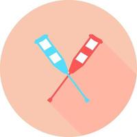 Crutches in circle icon with long shadows. Axillary crutch icon. Vector illustration medical tool for people with disabilities and help after injury. Sign for web page, mobile app, button, logo.