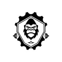 black gorilla head vector drawing