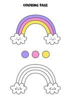 Color cute cartoon rainbow. Worksheet for kids. vector