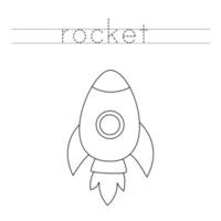 Trace the letters and color rocket. Handwriting practice for kids. vector