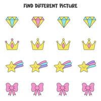 Find picture which is different from others. Worksheet for kids. vector