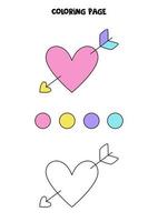 Color cute cartoon heart. Worksheet for kids. vector