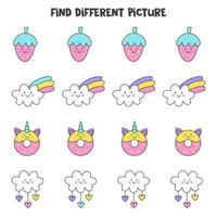 Find picture which is different from others. Worksheet for kids. vector